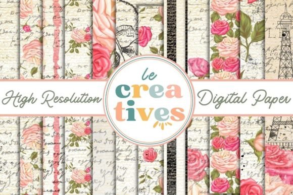 Download VINTAGE ROSES in PARIS DIGITAL PAPER - Digital paper Collection