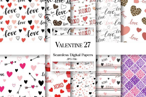 Download Valentine Digital Paper Seamless Bundle - Digital paper Collection