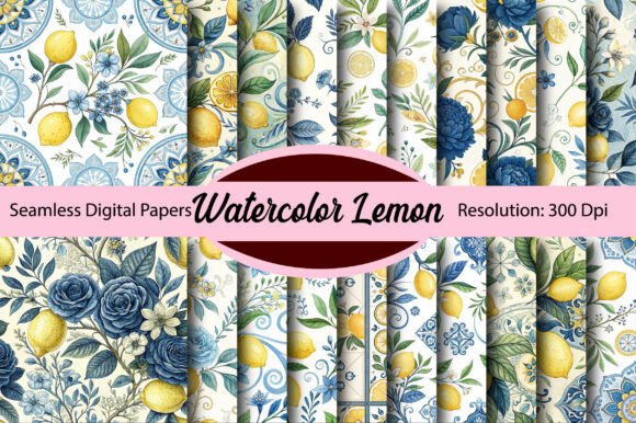 Download Watercolor Lemon Seamless Digital Paper - Digital paper Collection