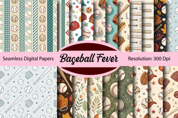 Download BASEBALL FEVER Seamless Digital Paper - Digital paper Collection