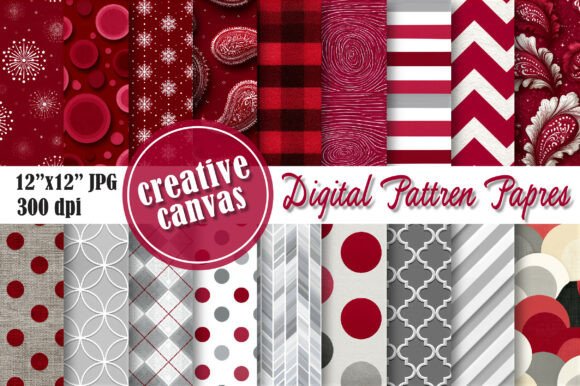 Download Red Christmas Digital Paper Bundle - Digital paper Collection