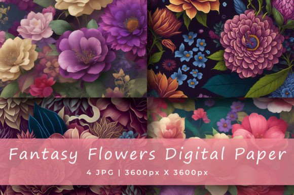 Download Fantasy Flowers Digital Paper Pattern - Digital paper Collection