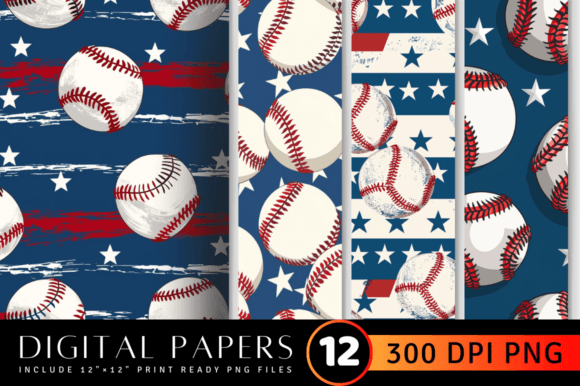 Download Baseball 4th of July Digital Paper Backg - Digital paper Collection
