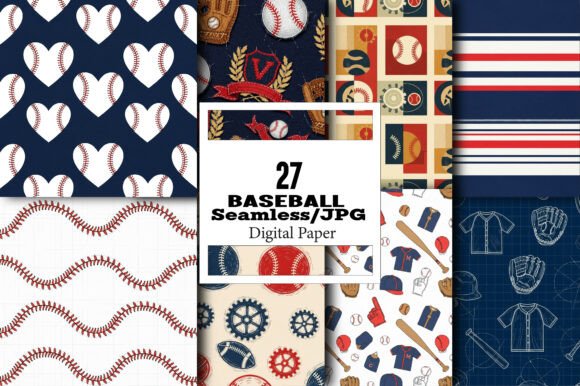 Download Seamless Baseball Digital Paper Bundle - Digital paper Collection