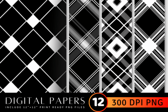 Download Black White Plaid Digital Paper Backgrou - Digital paper Collection