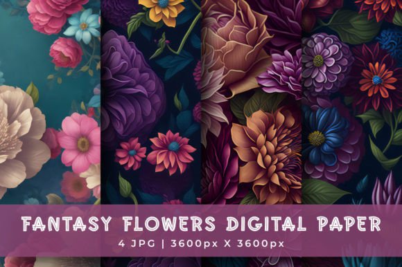 Download Fantasy Flowers Digital Paper Pattern - Digital paper Collection