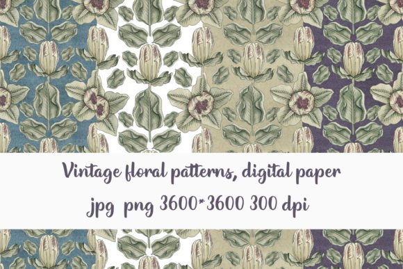 Download Vintage Floral Patterns, Digital Paper - Digital paper Collection