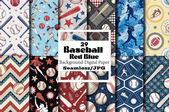 Download Baseball Red Blue Digital Papers Designs - Digital paper Collection