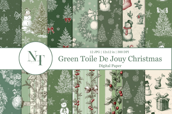 Download Toile De Jouy Christmas Digital Paper - Digital paper Collection