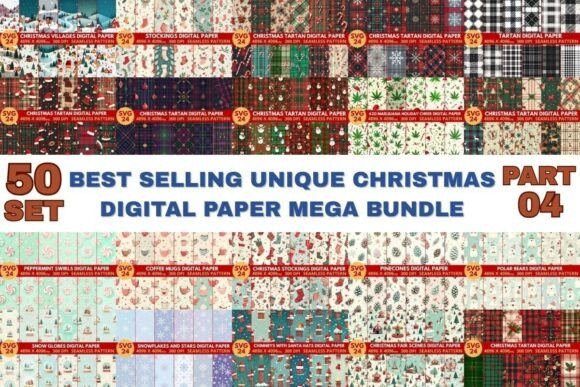 Download Christmas Digital Paper Mega Bundle - Digital paper Collection