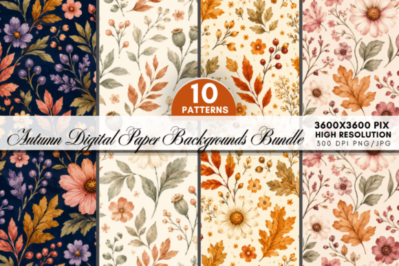 Download Autumn Digital Paper Bundle,Pumpkin - Digital paper Collection